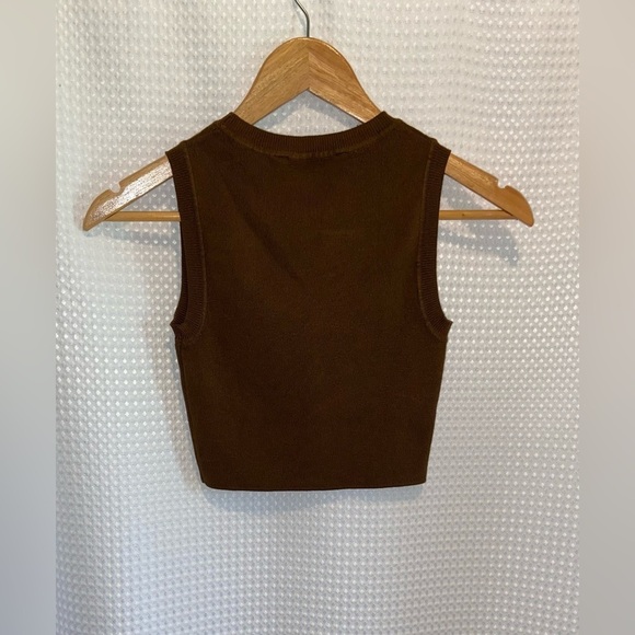 Women’s ZARA Knit Chocolate Brown Sleeveless crop Top size small - Picture 9 of 10